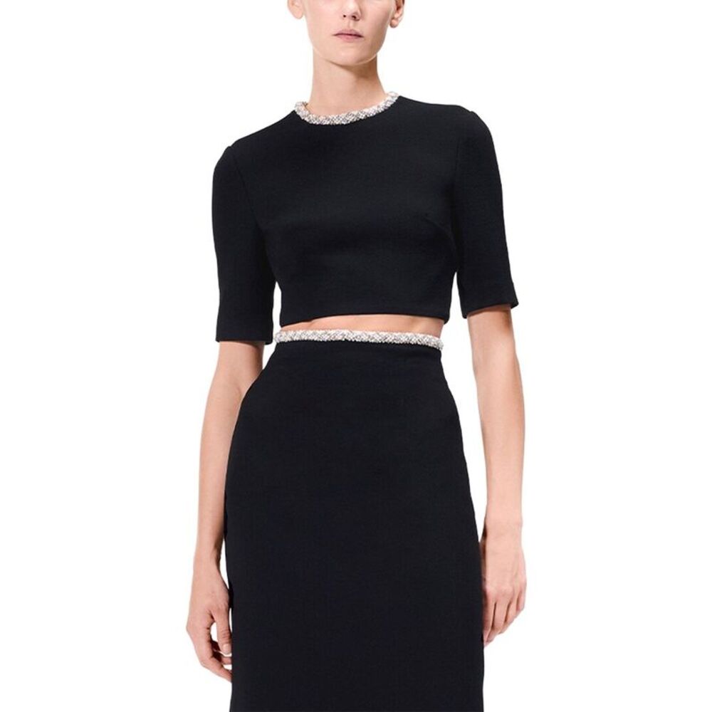 Adam Lippes Womens Jane Wool Top, Black